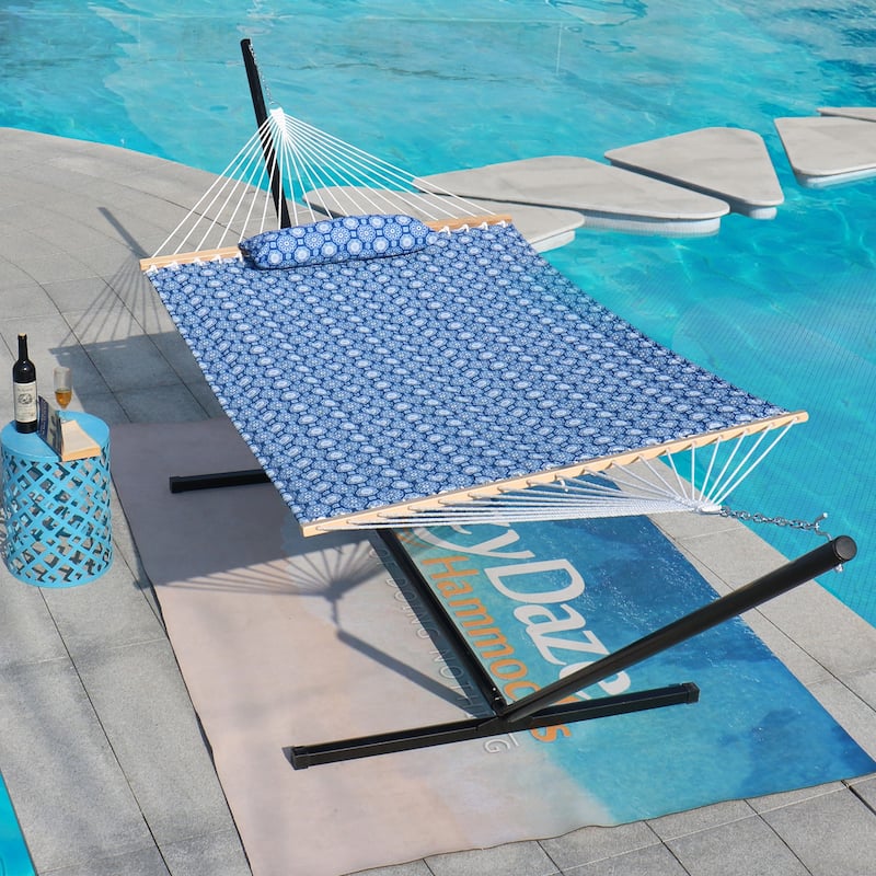 12 FT Double Quilted Fabric Hammock - Bohemian Pattern