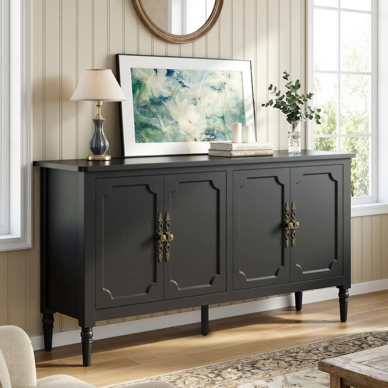 59" Accent Cabinet with 4 Doors – MDF Storage Cabinet, Adjustable Shelves, 200 lbs Top Capacity