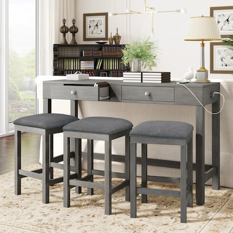 4-Piece Counter Height Table Set with Socket