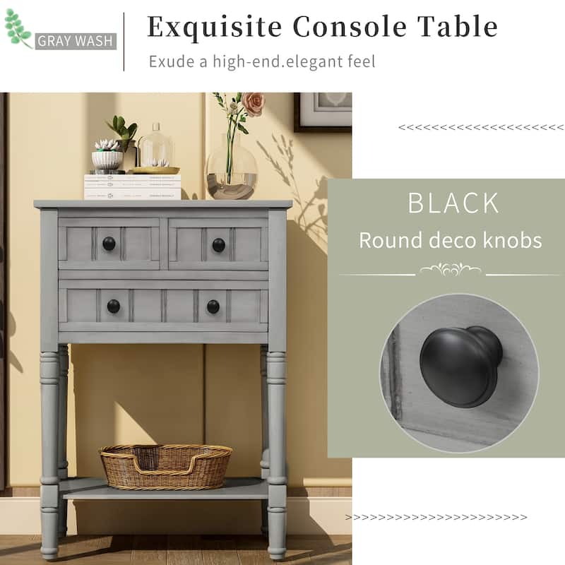 Modern Console Table with Three Storage Drawers