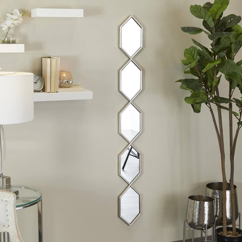 Metal Geometric Slim Stacked Chain 5 Layer Wall Mirror with Trellis Pattern - Black, Gold, Silver - Roche River Decor