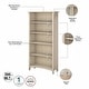 preview thumbnail 2 of 5, Bush Furniture Salinas Tall 5 Shelf Bookcase with Adjustable Shelves