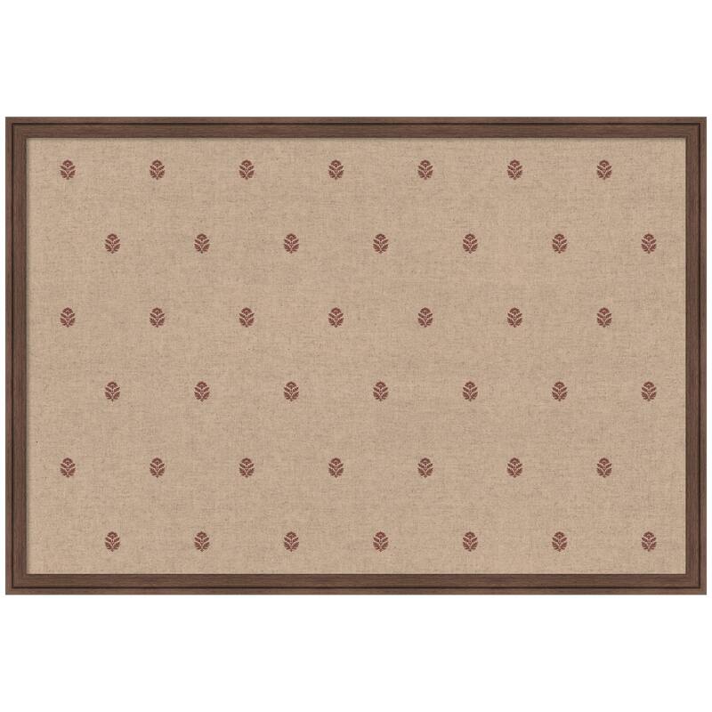 Kate and Laurel Pinboard Red Botanical Block Print - 38x26 - Florence Medium Brown