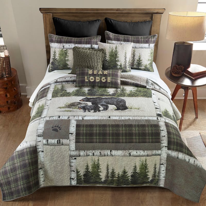 Donna Sharp Bear Panels Plaid Decorative Pillow