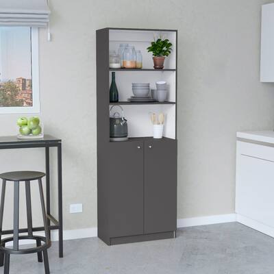 Home 2-Door Bookcase, Modern Storage Unit with Dual Doors and Multi-Tier Shelves
