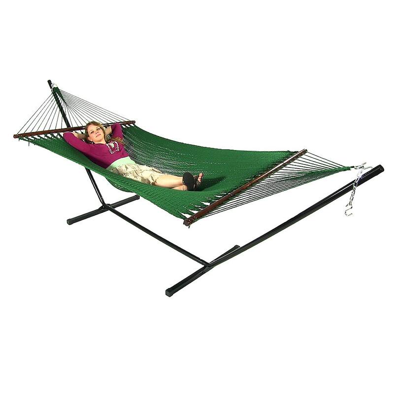 Sunnydaze Large 2-Person Rope Hammock with Spreader Bar & Hammock Stand