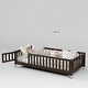 preview thumbnail 17 of 33, Twin Size Floor Bed with Fence and Door, Rubber Wood Frame with Safety Guardrails
