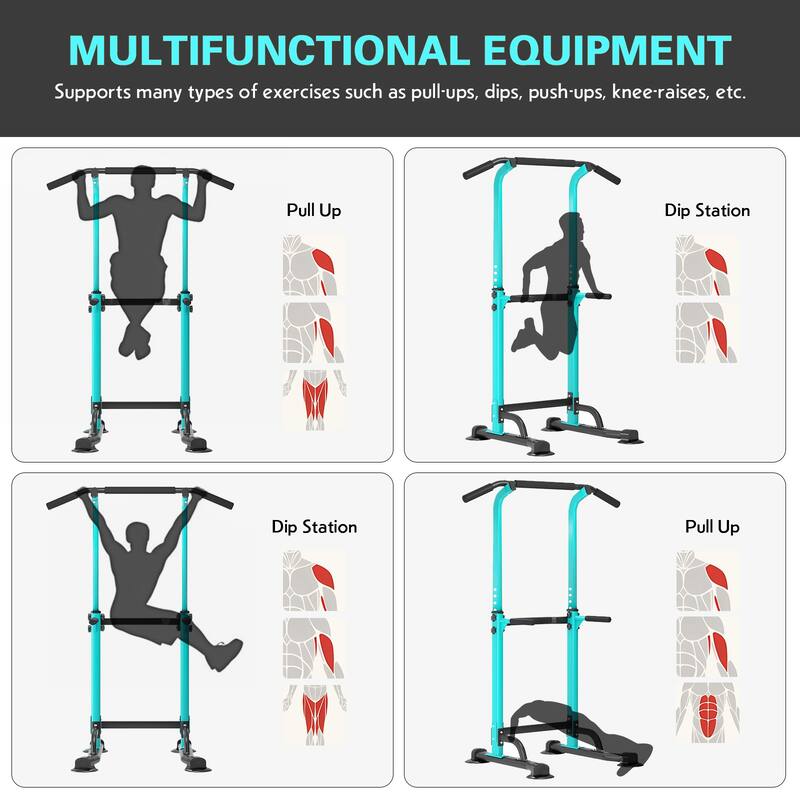 Adjustable Height Power Tower Pull Up Bar Station Home Gym Workout Equipment