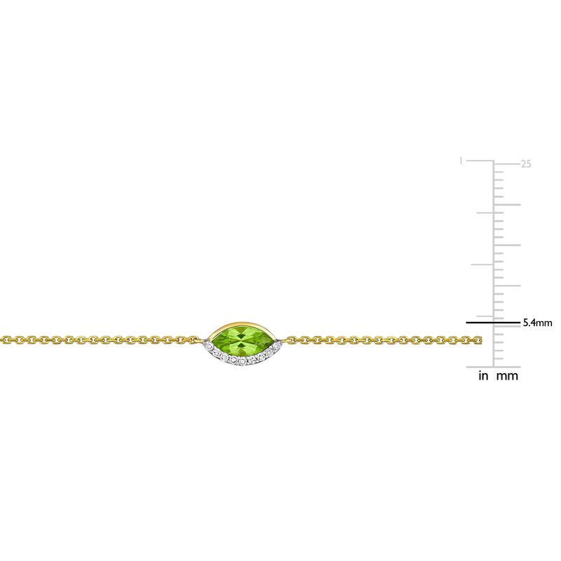 Miadora 2 4/5ct TGW Peridot and 1/4ct TW Diamond Station Necklace in 14k Yellow Gold