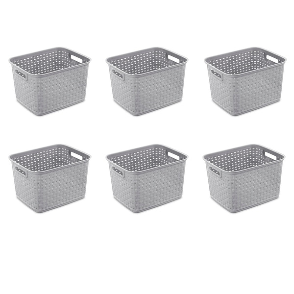 STERILITE Tall Weave Baskets, Cement - Case of 6. Opens flyout.