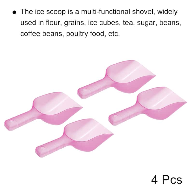 4Pcs Ice Scoop Plastic 5.9x3.3x2.4" Flour Cereal Sugar Shovel Pink
