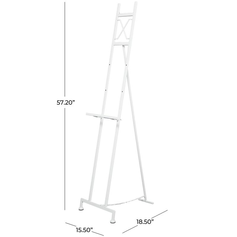 White Metal Tall Adjustable 3 Tier Display Easel with Chain Support