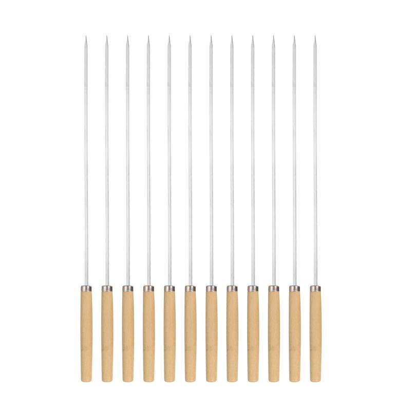 12pcs Kebob Skewers 35cmx3.5mmx1mm Wood Handle Flat Sticks