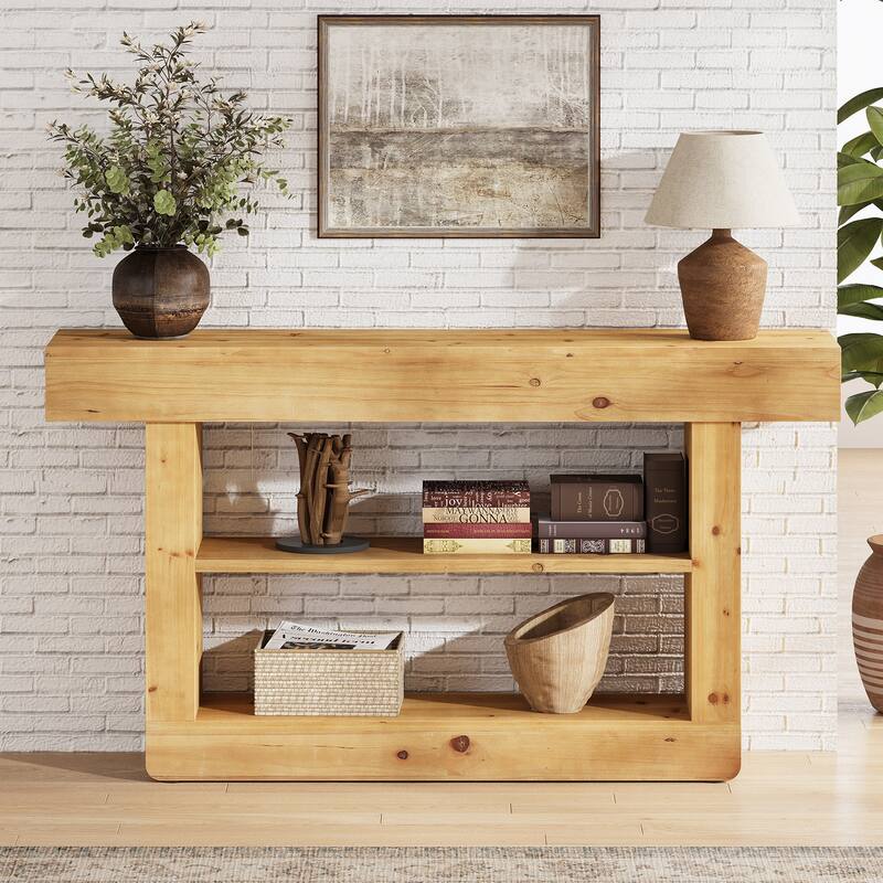 63-Inch Solid Wood Console Table for Entryway