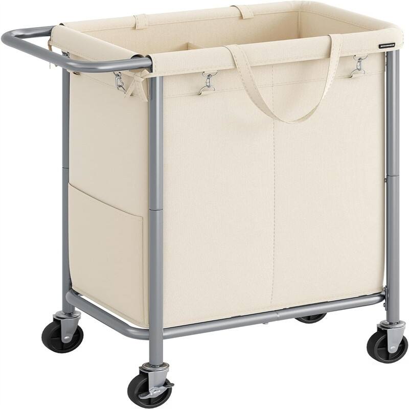 Laundry Basket with Wheels - 27.2"L x 15.4"W x 31.9"H - White