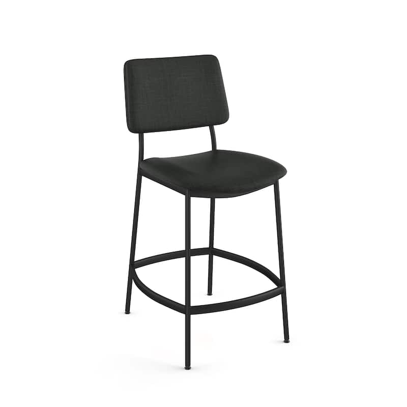 Amisco Sullivan Counter Stool - Black Polyester / Black Metal
