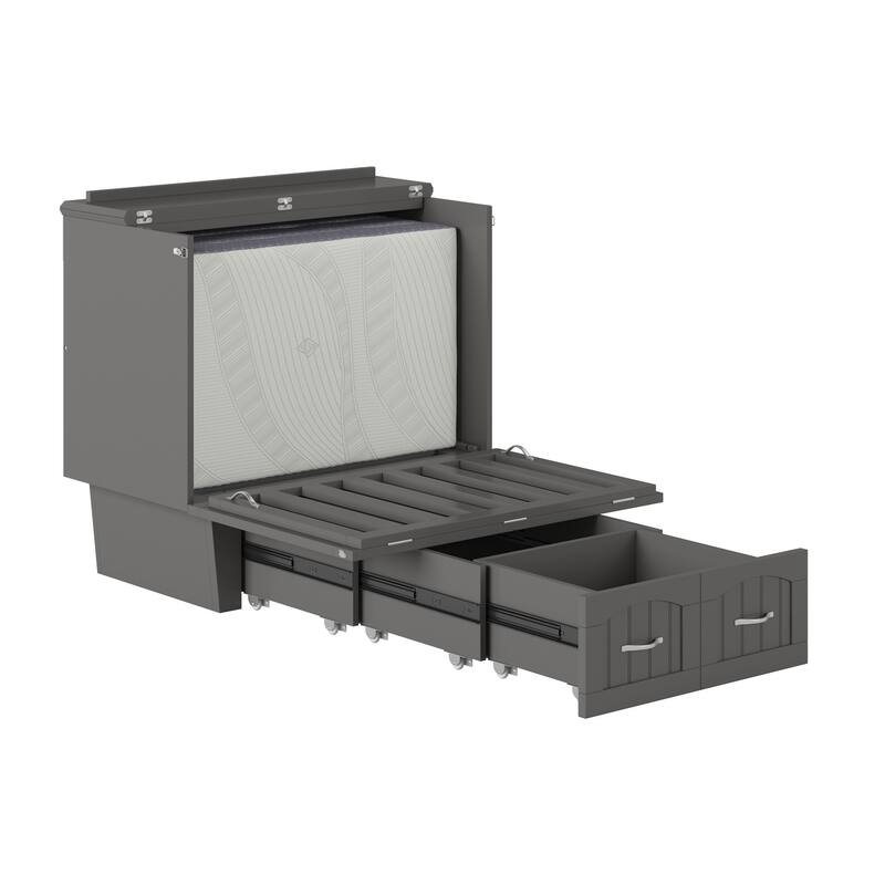 Nantucket Murphy Bed Chest with Mattress and Built-in Charging Station
