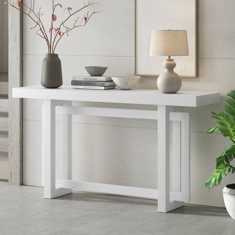 Modern Entryway Console Table with Industrial-inspired Concrete Wood Top, Hallway Foyer Sofa Long Table Entryway Table