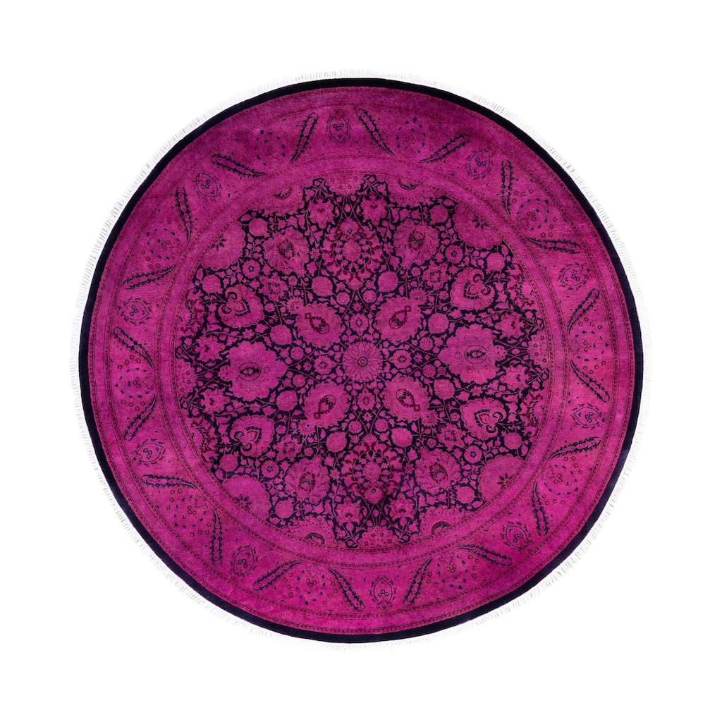 Overdyed One-of-a-Kind Hand-Knotted Area Rug - Purple - 7' 1" x 7' 1"