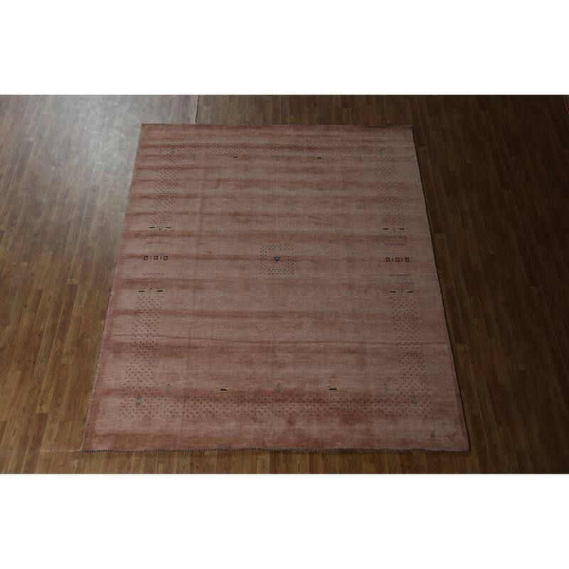 Hand Knotted Oriental 100% Wool Carpet Tribal Tribal Peach Gabbeh Area Rug - 9' 11'' X 8' 3''