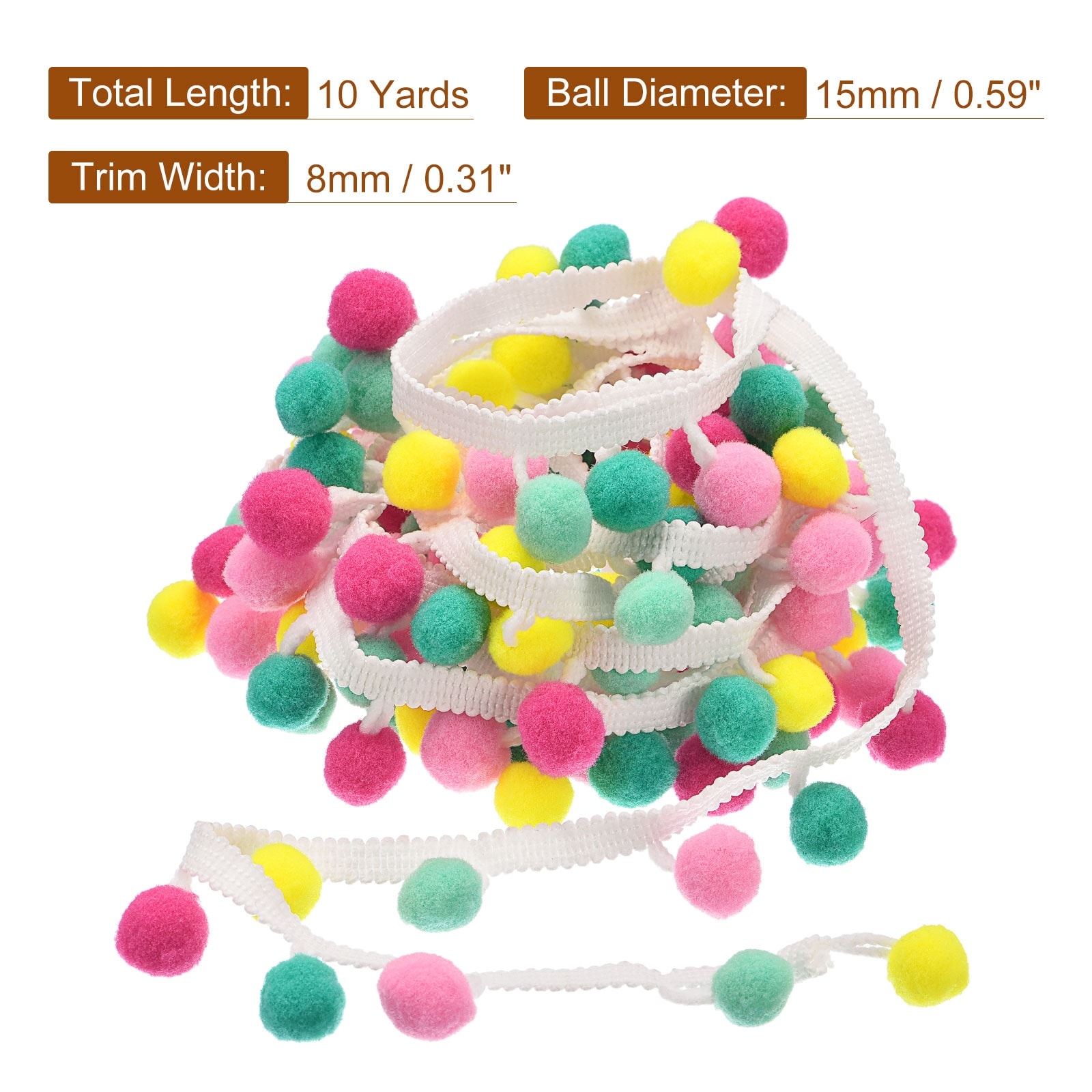 5 Yards/lot Colorful Pom Pom Lace Trim Plush Ball Fringe Ribbon