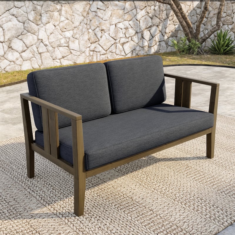 Teak Wood Weatherproof Outdoor Loveseat