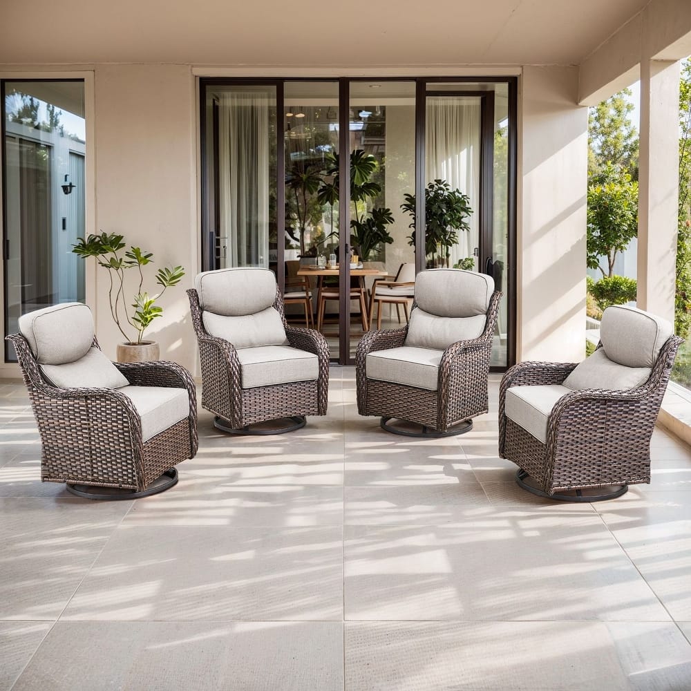 Gymojoy 4-Piece Patio Swivel Glider Chair Set, 6-Inch Ultra-Plush Cushions & Water-Resistant Olefin Fabric