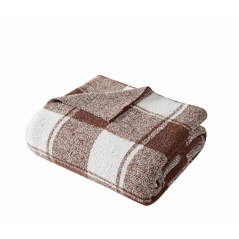 Brooklyn Loom Dusted Plaid 50x70 Throw - Brown