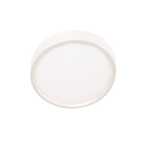 Edge Round 12-inch White LED Outdoor Round Flush Mount, White Acrylic Shade