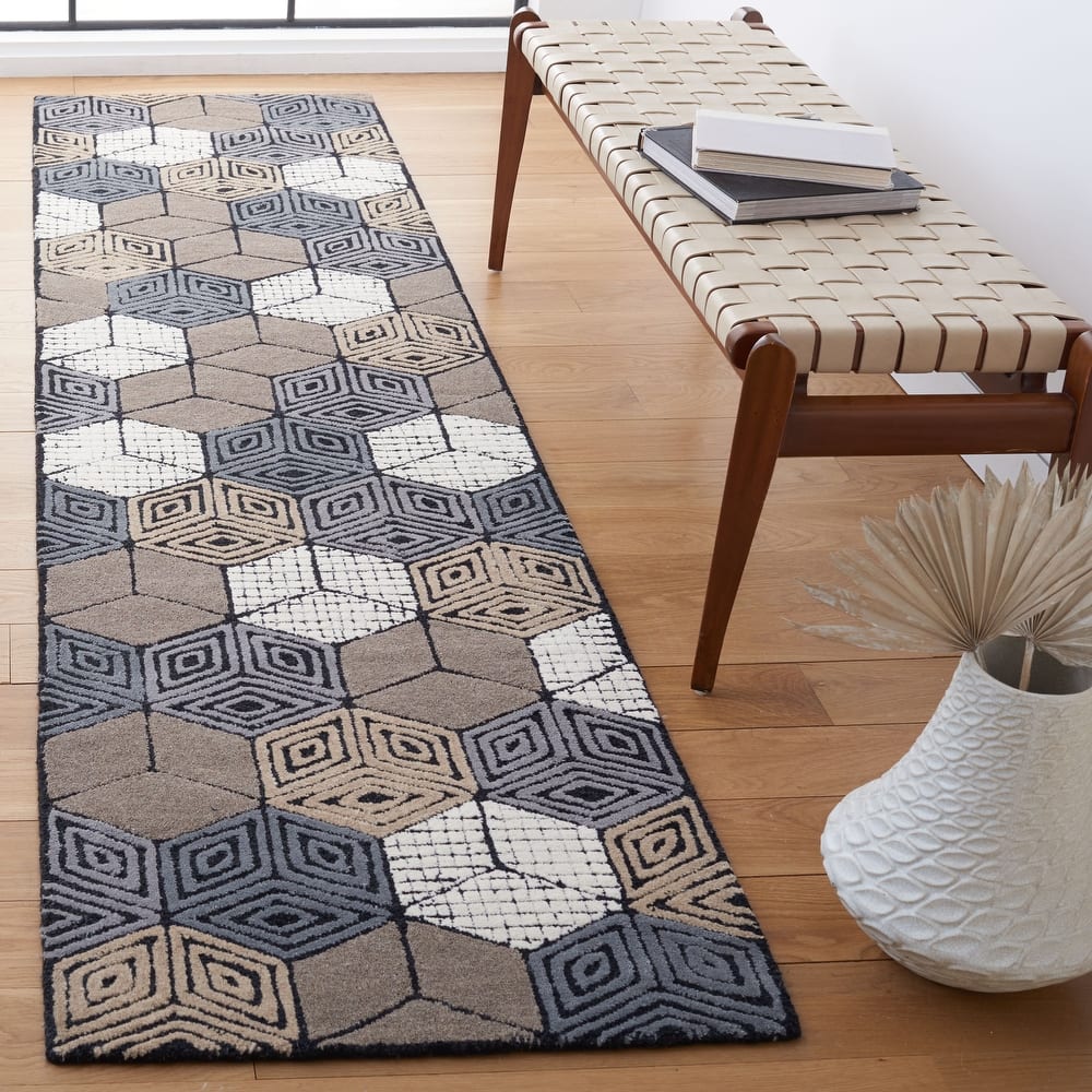 SAFAVIEH Handmade Fifth Avenue Gospodinka Mid-Century Modern Wool Rug