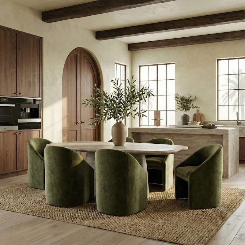 SAFAVIEH Couture Kagan Chenille 19-inch Dining Chair - 26"W x 24"D x 31"H - Olive Green