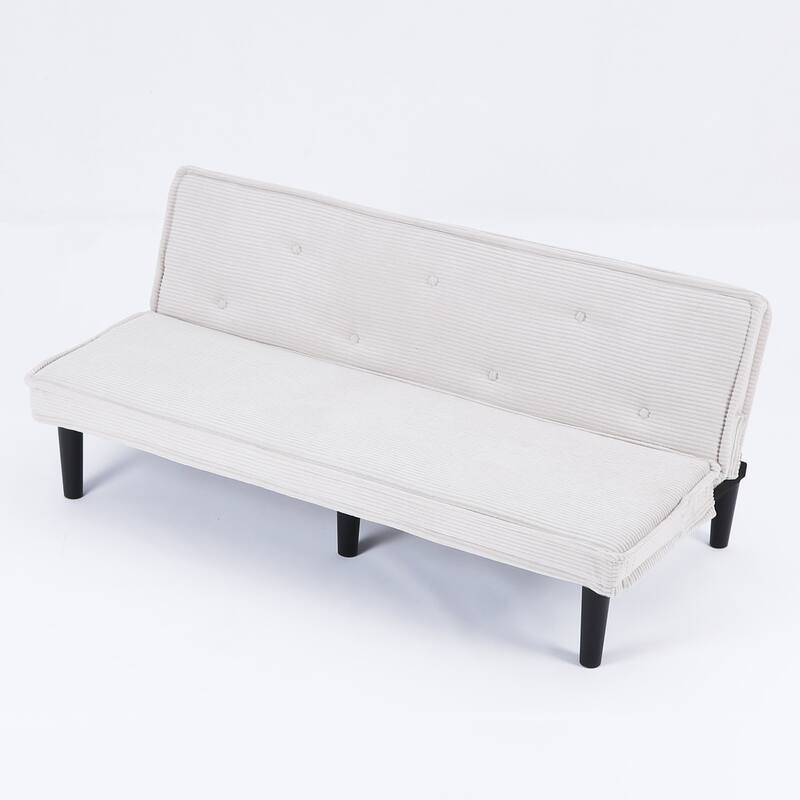 This 66-inch corduroy sofa bed can switch between the two comfortable forms