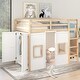 preview thumbnail 21 of 34, Twin Size Loft Bed with Built-in Storage Wardrobe & 2 Windows, Wooden Bed Frame w/Ladder & Safety Guardrail for Boys & Girls