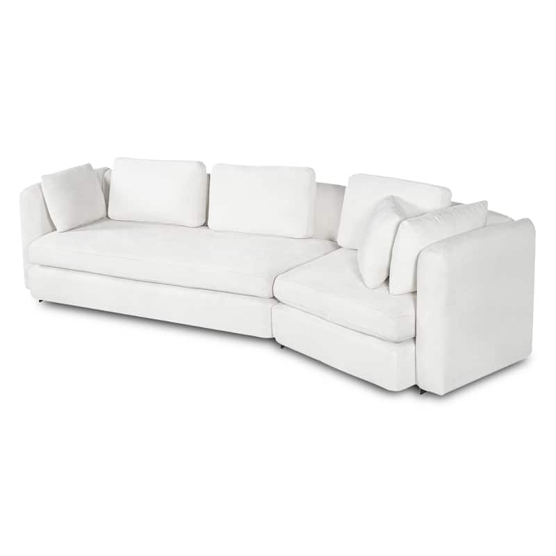 Christopher Knight Home - Contemporary 116.5" Upholstered Curved 3-Seater Sofa with Movable Cushions and 2 Throw Pillows