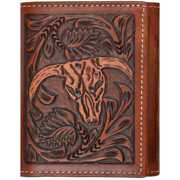 Medium Mens Leather Wallet Carved Crocodile Head Bifold Business ID Cards Case