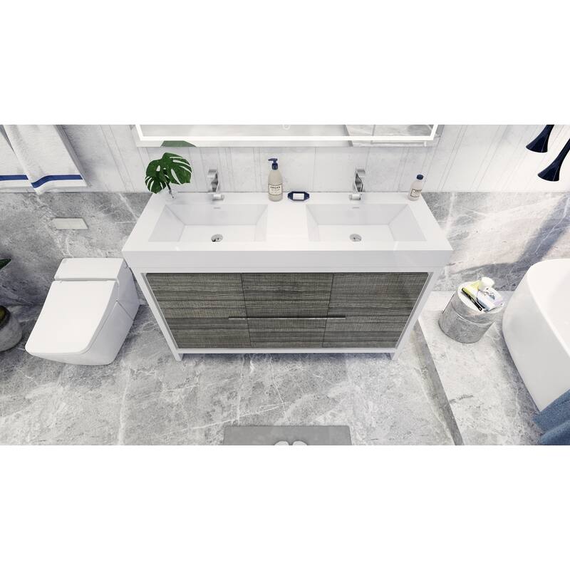 Dove 60'' Freestanding Vanity with Double Reinforced Acrylic Sink