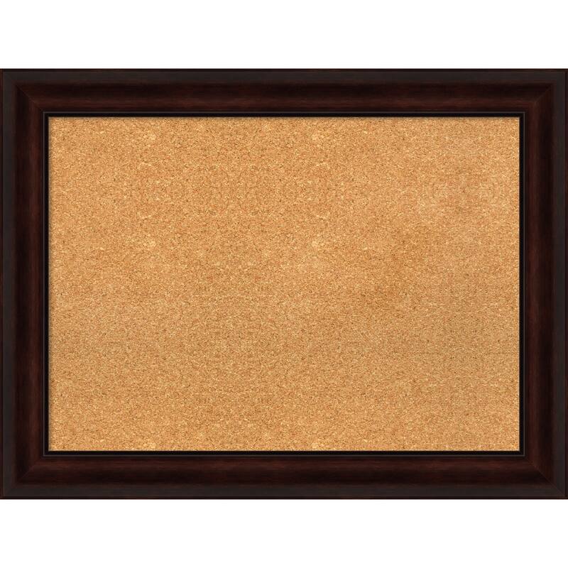 Coffee Bean Brown Framed Cork Bulletin Memo Board - 33-Inch x 25-Inch
