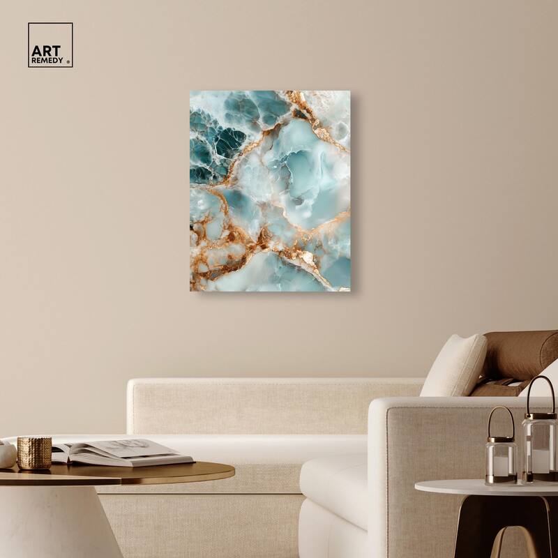 Teal Marble Majesty Canvas by Art Remedy, Gallery Wrapped