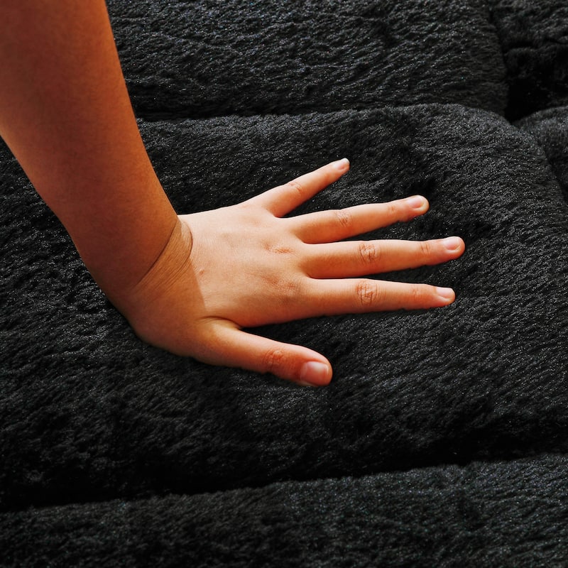 66.5" Modern Boneless Cloud Sofa, 2-Seater Foam Couch with Checkered Design & Plush Lychee-Textured Fabric, Circular Pillows