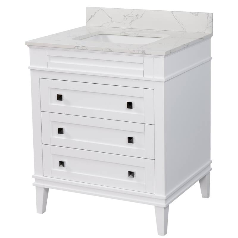 KitchenBathCollection Eleanor 30" Bathroom Vanity with Engineered Marble Top