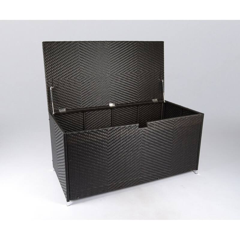 Large Outdoor Resin Wicker Storage Box with Waterproof Lid