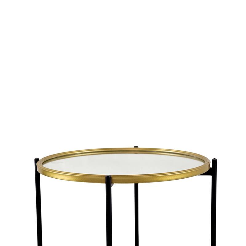 Nesting Side Tables Set of 2 with Glass Tops and Metal Frame