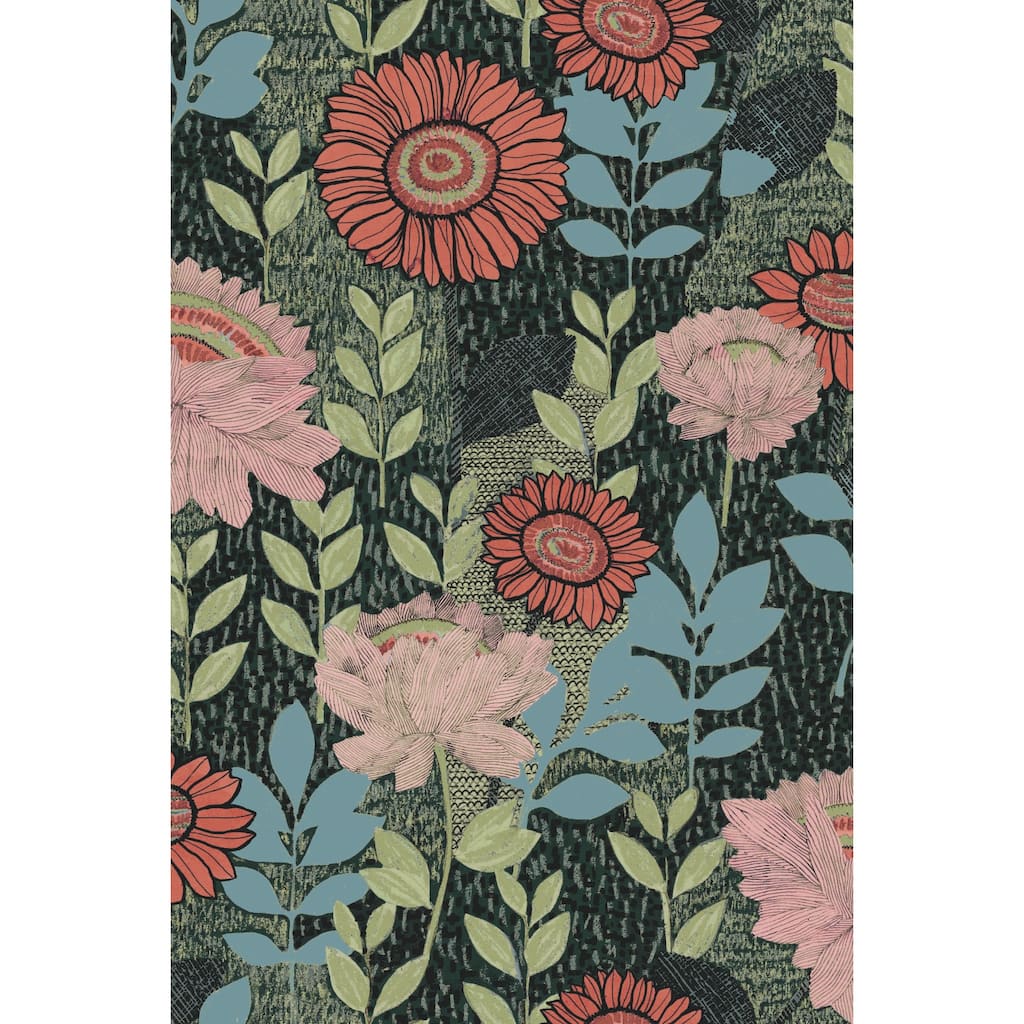 Tamara Day Green Botanical Garden Peel and Stick Wallpaper Green By Roommates