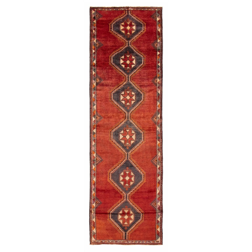 ECARPETGALLERY Hand-knotted Melis Vintage Red Wool Rug - 4'4 x 14'4