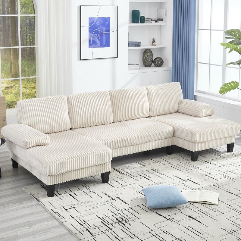 4-Seat U-Shaped Sectional Sofa with Double Chaise