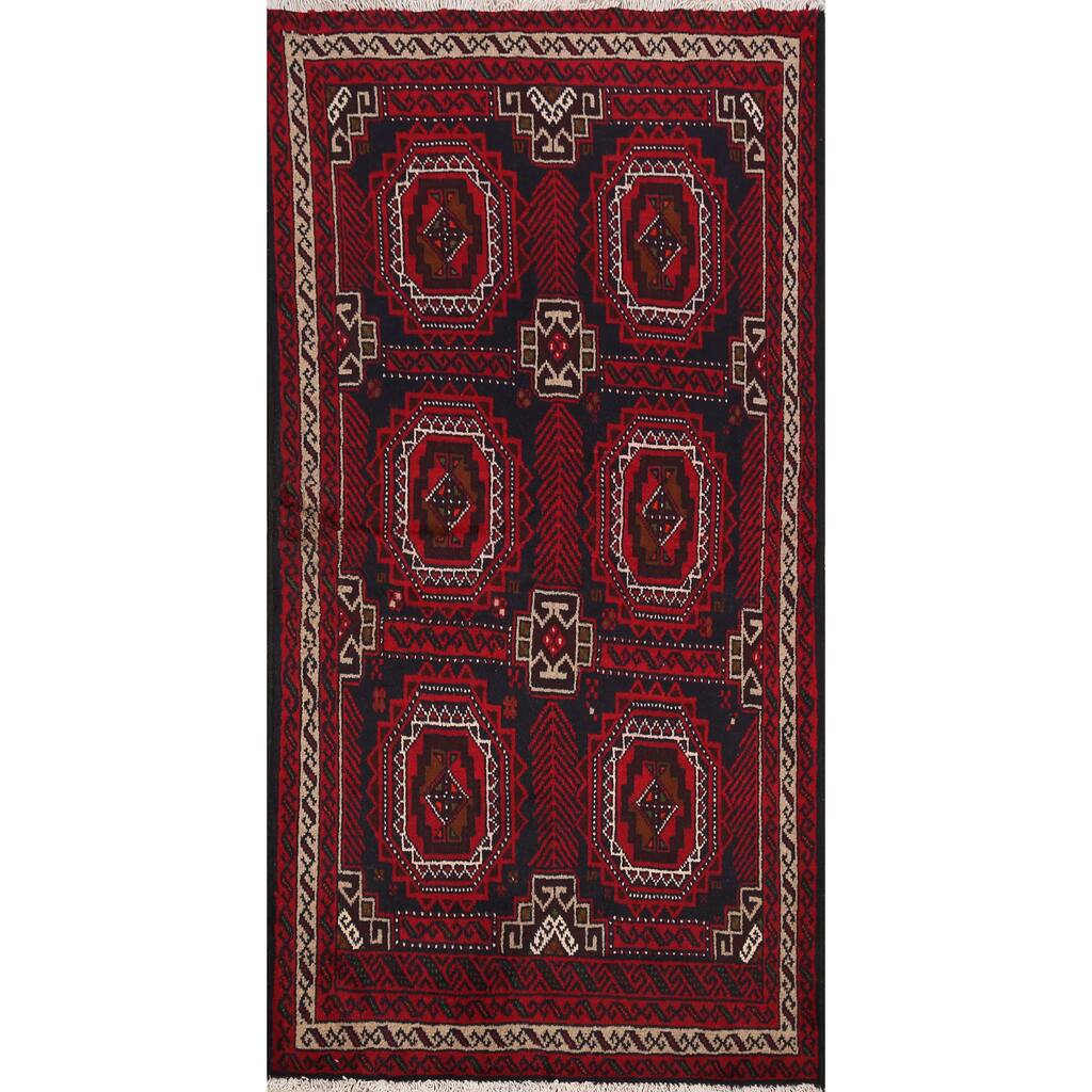 Tribal Geometric Balouch Afghan Oriental Area Rug Wool Hand-knotted - 3'5" x 6'2"