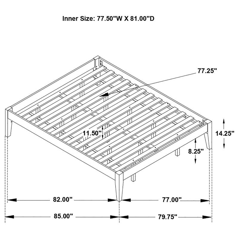 Universal White Eastern King Platform Bed with Slatted Frame and Customizable Headboard
