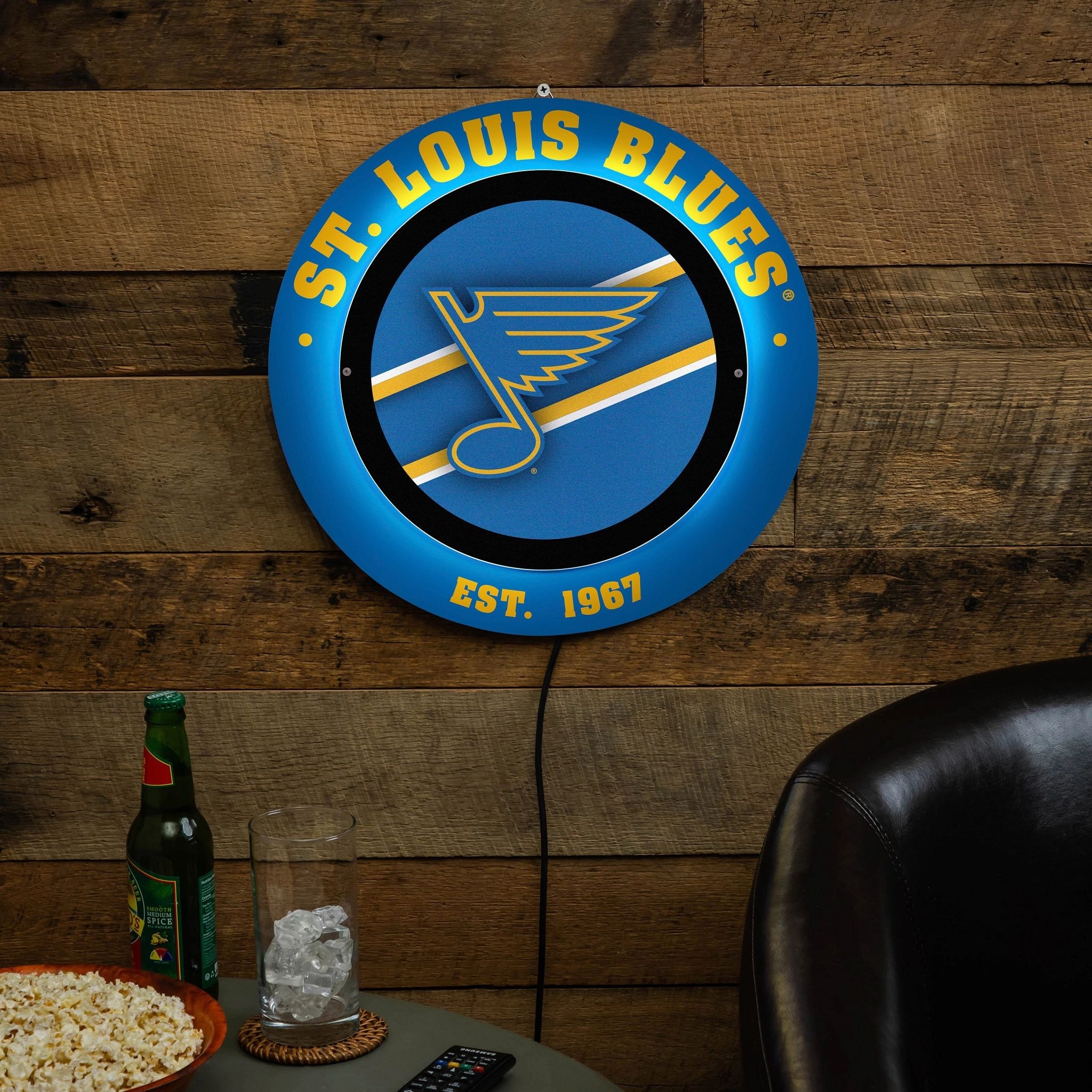 St Louis Blues LED Metal Lit Wall Sign Decor