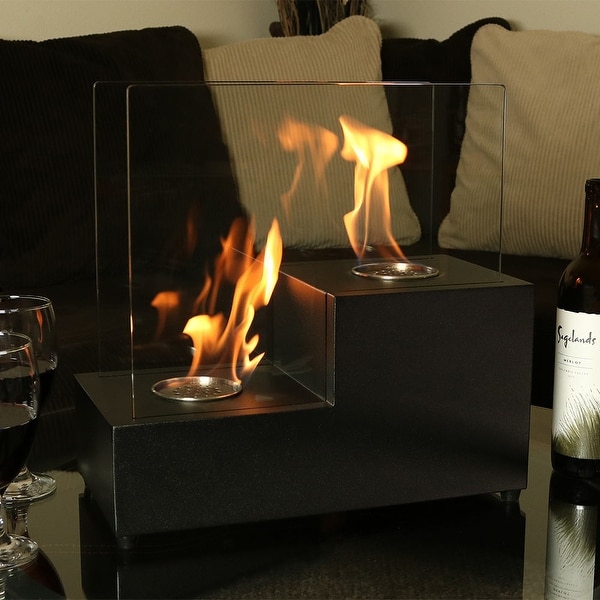Sunnydaze Passo Ventless Bio Ethanol Tabletop Indoor Fireplace - Black