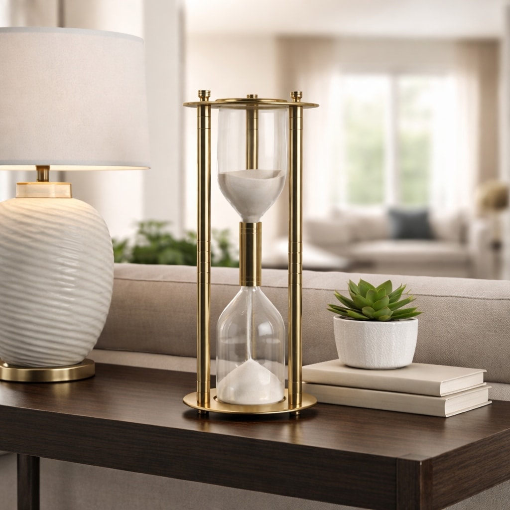 Hourglass Sandtimer - Glass Metal Support Rods, 18 in - 18.0"